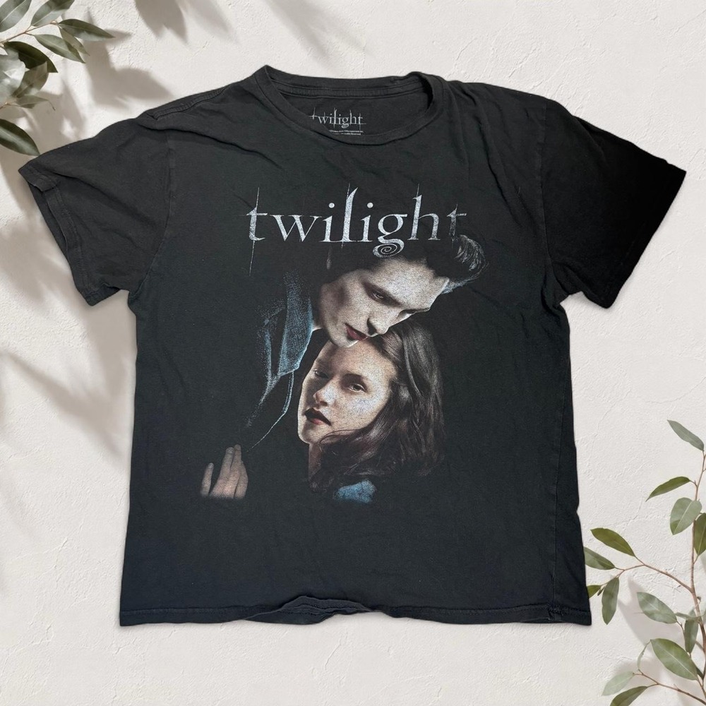 Twilight Saga Edward Bella Graphic T-Shirt Black Cotton Movie Promo Large L
